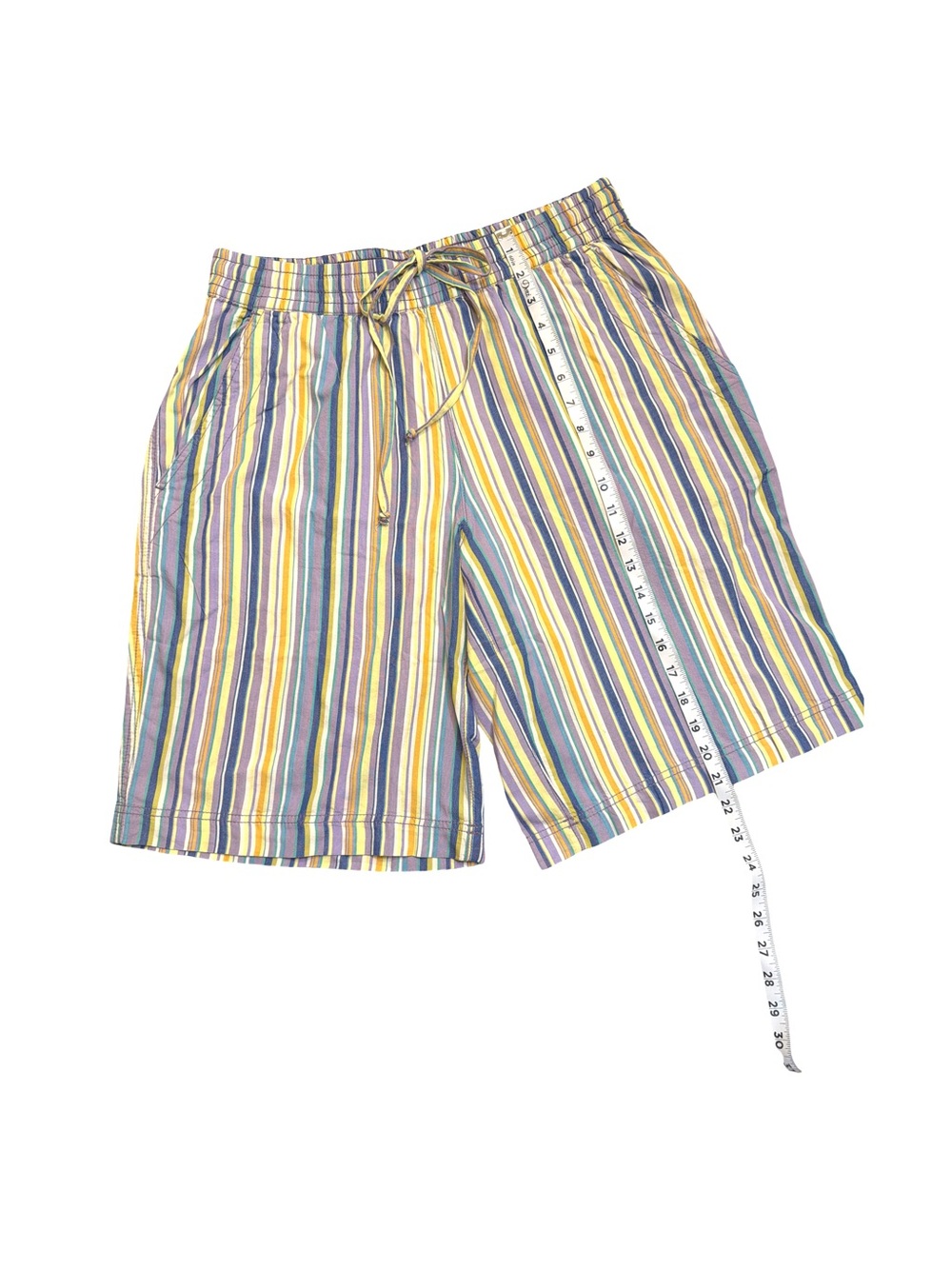 Free People Striped Bermuda Shorts Elastic Drawstring Waist Size XS/TP - Picture 3 of 8
